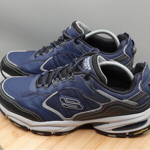 Men’s Size 12 Skechers Walking Shoes Navy Black Goodyear Sole